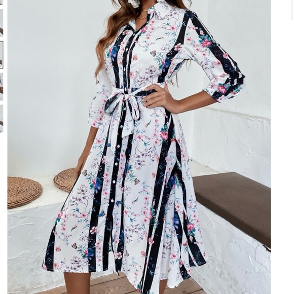 SHEIN Striped and Floral Print Dress - Picture 4 of 10